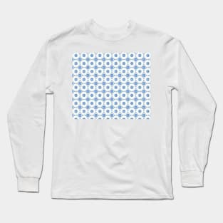 Blue and White Frame Tile Long Sleeve T-Shirt